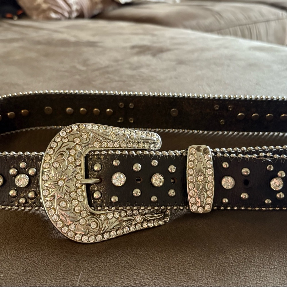 Authentic Toby Keith genuine leather studded belt with TK initials